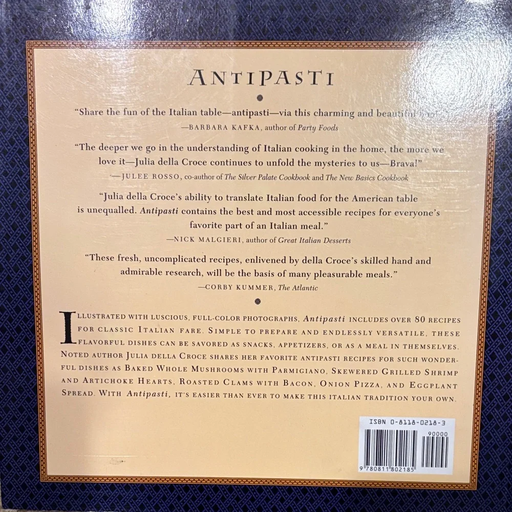 ~Chronicle Books~ “Antipasti” Julia Della Croce Softcover Cookbook